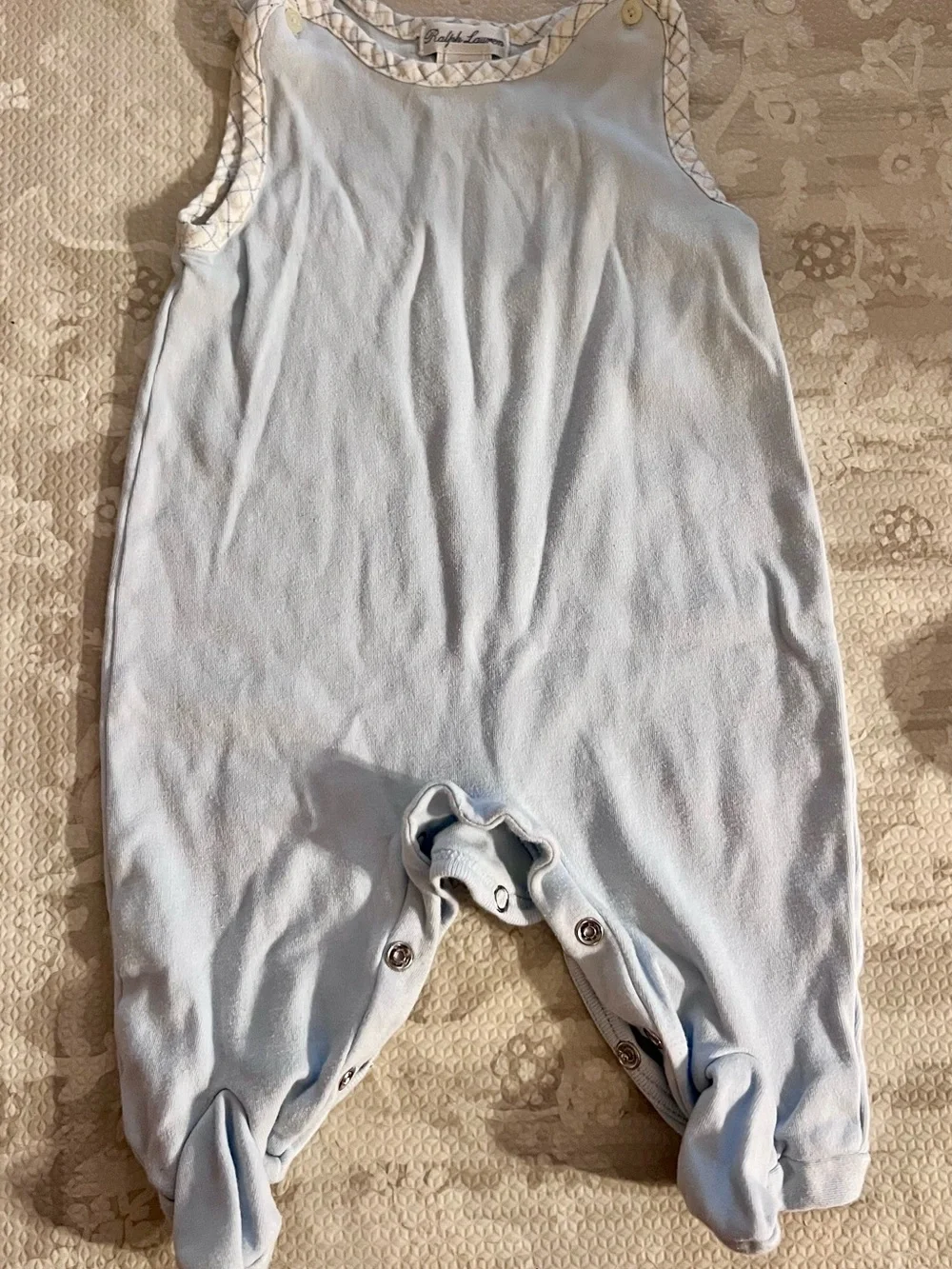 Ralph Lauren Light Blue Grid Baby Layette Set